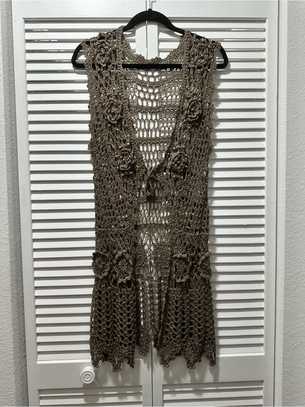 Crocheted & Beaded Knit Vest